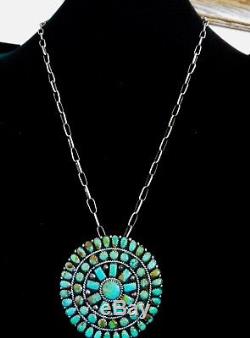 V. OLD LARRYMOSES BEGAY Outstanding Cluster Sterling /Turquoise Pendant/Pin 2.5
