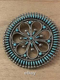 V. S. Johnson Zuni Petit Point Turquoise Pendant / Brooch 11.25g