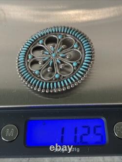 V. S. Johnson Zuni Petit Point Turquoise Pendant / Brooch 11.25g