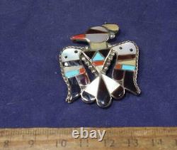 VERY NICE Silver Zuni Inlaid Thunderbird Pin Bobby Corraine Shack