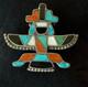 Vintage 1930s Zuni Inlay Knifewing Pin Sterling Silver Native American Turquoise