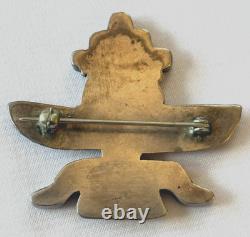 VINTAGE 1930s ZUNI INLAY KNIFEWING PIN STERLING SILVER NATIVE AMERICAN TURQUOISE