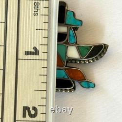 VINTAGE 1930s ZUNI INLAY KNIFEWING PIN STERLING SILVER NATIVE AMERICAN TURQUOISE