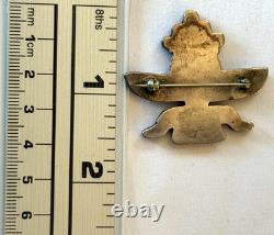 VINTAGE 1930s ZUNI INLAY KNIFEWING PIN STERLING SILVER NATIVE AMERICAN TURQUOISE