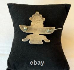 VINTAGE 1930s ZUNI INLAY KNIFEWING PIN STERLING SILVER NATIVE AMERICAN TURQUOISE