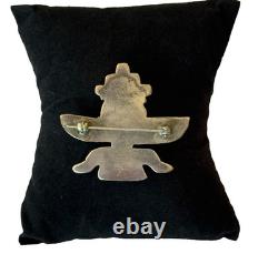 VINTAGE 1930s ZUNI INLAY KNIFEWING PIN STERLING SILVER NATIVE AMERICAN TURQUOISE