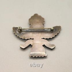 VINTAGE 1950's STERLING SILVER ZUNI STONE INLAY KNIFEWING PIN Signed LNY