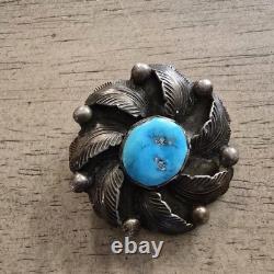 VINTAGE Carmelita Simplicio Turquoise Pin Pendant Sterling Silver