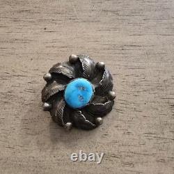 VINTAGE Carmelita Simplicio Turquoise Pin Pendant Sterling Silver