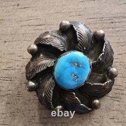 VINTAGE Carmelita Simplicio Turquoise Pin Pendant Sterling Silver