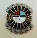 Vintage Indian Sterling Silver Zuni Sun Face Pin/pendant Signed E. Edaakie