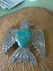 Vintage Native American Sterling Thunderbird Pin Brooch Turquoise Navajo Lg 2.5