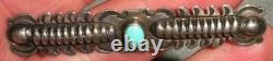 VINTAGE NAVAJO BUG CENTIPEDE STAMPED DESIGN TURQUOISE STERLING SILVER PIN vafo