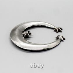 VINTAGE NAVAJO-CAST STERLING SILVER NAJA WITH STARS PIN by MILDRED PARKHURST