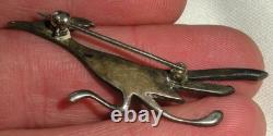 VINTAGE NAVAJO ROAD RUNNER TURQUOISE STERLING SILVER PIN BROOCH vafo