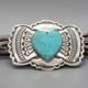 Vintage Navajo-sterling & Turquoise Heart Pin/pendant By Herbert Cayatineto