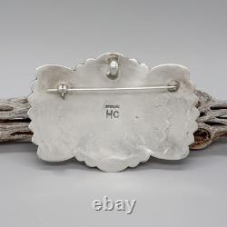 VINTAGE NAVAJO-STERLING & TURQUOISE HEART PIN/PENDANT by HERBERT CAYATINETO