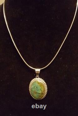 VINTAGE NAVAJO Sterling Silver ROYSTON TURQUOISE PIN PENDANT NATIVE AMERICAN