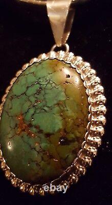 VINTAGE NAVAJO Sterling Silver ROYSTON TURQUOISE PIN PENDANT NATIVE AMERICAN