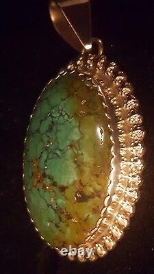 VINTAGE NAVAJO Sterling Silver ROYSTON TURQUOISE PIN PENDANT NATIVE AMERICAN