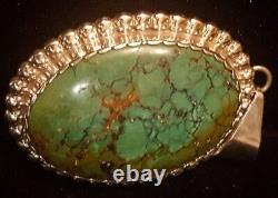 VINTAGE NAVAJO Sterling Silver ROYSTON TURQUOISE PIN PENDANT NATIVE AMERICAN