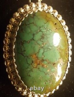 VINTAGE NAVAJO Sterling Silver ROYSTON TURQUOISE PIN PENDANT NATIVE AMERICAN