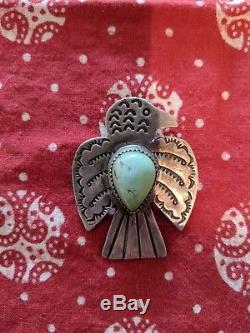 VINTAGE Navajo Thinderbird pin with Turquois Stone! Super RARE! 1930'S