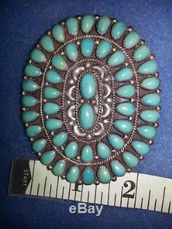 VINTAGE SILVER TURQUOISE NATIVE AMERICAN Navajo PIN PENDANT UNISEX SIGNED