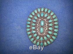 VINTAGE SILVER TURQUOISE NATIVE AMERICAN Navajo PIN PENDANT UNISEX SIGNED