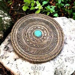 VINTAGE SOUTHWEST ROUND BROOCH OR PENDANT ROLAND DIXSON WithTURQUOISE