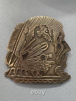 VINTAGE Signed NATIVE AMERICAN INDIAN FACE PIN / PENDANT OVERLAY