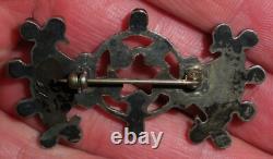 VINTAGE ZUNI CLUSTER STAR DESIGN TURQUOISE STERLING SILVER PIN BROOCH vafo