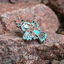 VINTAGE ZUNI INLAY KNIFE WING DANCER PIN by FRANK VACIT-NATIVE AMERICAN