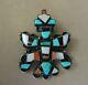 Vintage Zuni Sterling 925 Knifewing Dancer Pin With Multi-gemstone Inlay