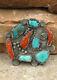 Vintage Zuni Sterling, Turquoise & Coral Pin By Dan Simplicio-native American