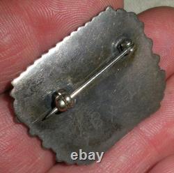 VINTAGE ZUNI THUNDERBIRD TURQUOISE & ONYX STERLING SILVER PIN BROOCH vafo