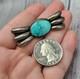 Vtg 925 Sterling Silver Navajo Turquoise Pin Brooch 2 Wide Bow Design