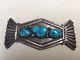 Vtg Brooch Navajo D Taliman 3 Turquoise Pin Stamped D Taliman Hand Sterling Made