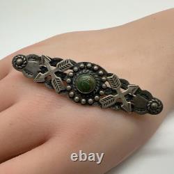 VTG Fred Harvey Era Navajo Sterling Silver Turquoise Pin/ Brooch 8g #g10