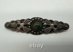 VTG Fred Harvey Era Navajo Sterling Silver Turquoise Pin/ Brooch 8g #g10