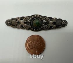 VTG Fred Harvey Era Navajo Sterling Silver Turquoise Pin/ Brooch 8g #g10
