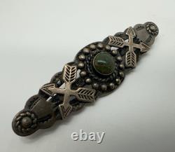 VTG Fred Harvey Era Navajo Sterling Silver Turquoise Pin/ Brooch 8g #g10