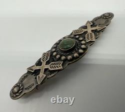 VTG Fred Harvey Era Navajo Sterling Silver Turquoise Pin/ Brooch 8g #g10