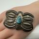 Vtg Marie Silver Navajo Sterling Turquoise Stamped Concho Pin/ Brooch 17.2g #ydh