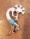 Vtg Native American Sterling Kokopeli Turquoise Brooch Pin Signed Gs