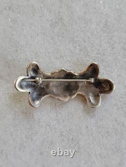 VTG Native American 925 Sterling Silver Turquoise Long Bow Brooch Pin 17.1g