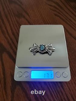 VTG Native American 925 Sterling Silver Turquoise Long Bow Brooch Pin 17.1g