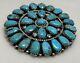 Vtg Native American Navajo Sterling Silver Turquoise Cluster Pendant Pin Signed