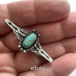 VTG Native American Sterling Silver Turquoise Fred Harvey Era Bar Brooch Pin