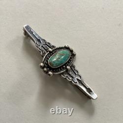 VTG Native American Sterling Silver Turquoise Fred Harvey Era Bar Brooch Pin